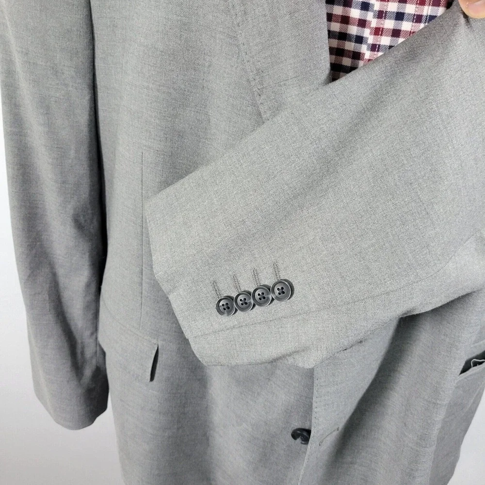 J.Ferrar Men's Sport Coat‎ Blazer Two Button Gray Polyester Blend 52R